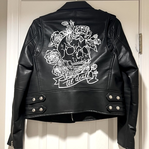 HAND PAINTED Blank NYC Leather Jacket - Picture 1 of 10